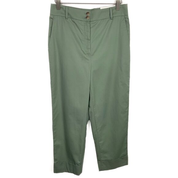 Ann Taylor Light Green Straight Leg Cuffed Pants 4 New - Picture 1 of 6